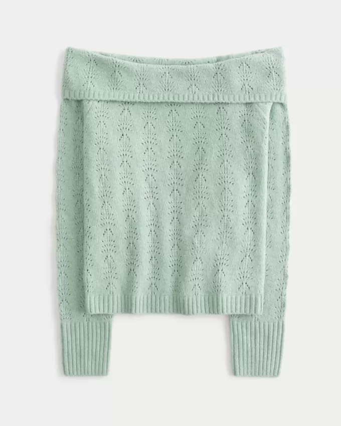 Hollister Comfy Cloud Stitchy Off-the-Shoulder Sweater,Hollister Comfy Cloud Stitchy Off-the-Shoulder Sweater