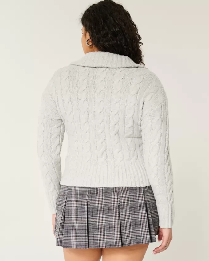 Hollister Comfy Cloud Zip-Up Cable-Knit Sweater,Hollister Comfy Cloud Zip-Up Cable-Knit Sweater