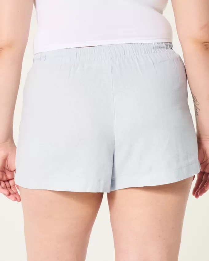 Hollister Ella Adjustable Rise Linen-Blend Pull-On Shorts,Hollister Ella Adjustable Rise Linen-Blend Pull-On Shorts