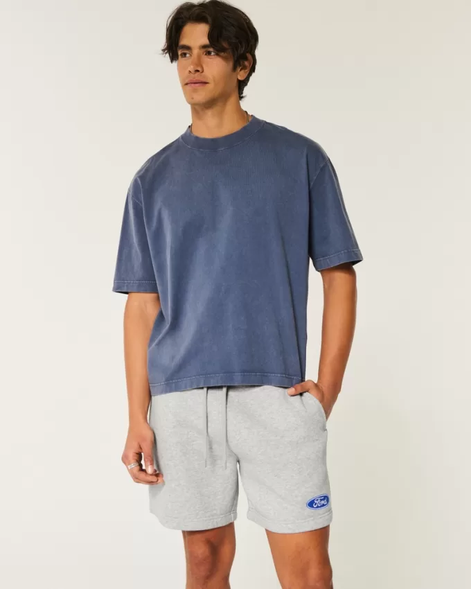 Hollister Feel Good Fleece Mid-Thigh Ford Graphic Shorts,Hollister Feel Good Fleece Mid-Thigh Ford Graphic Shorts