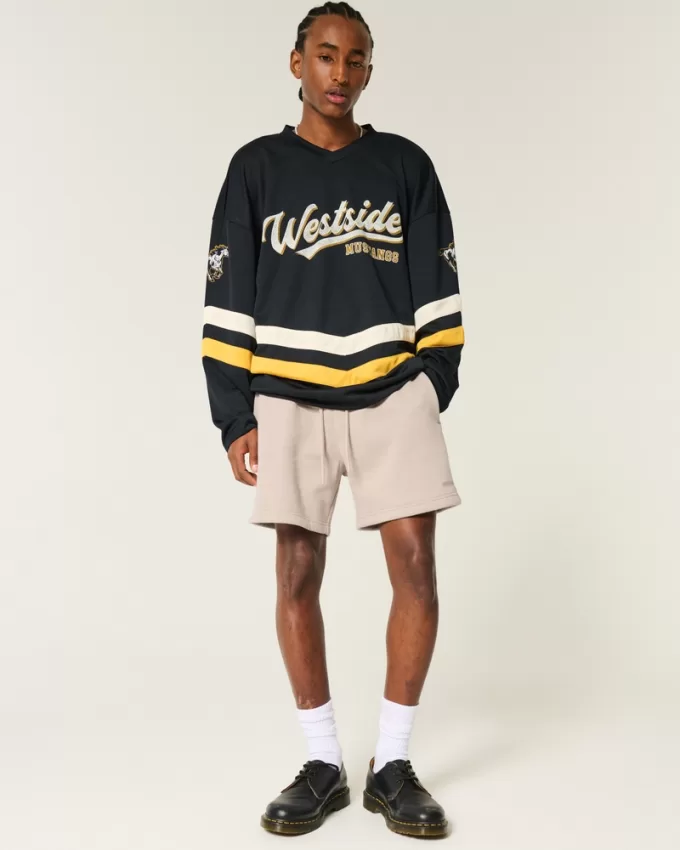 Hollister Feel Good Fleece Mid-Thigh Loose Shorts,Hollister Feel Good Fleece Mid-Thigh Loose Shorts