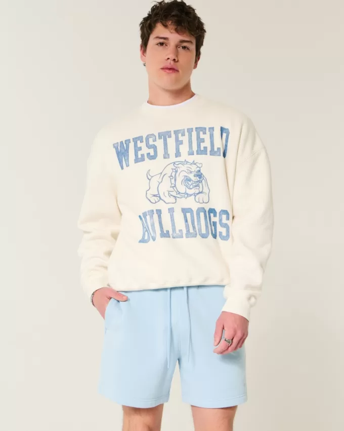 Hollister Feel Good Fleece Mid-Thigh Loose Shorts,Hollister Feel Good Fleece Mid-Thigh Loose Shorts