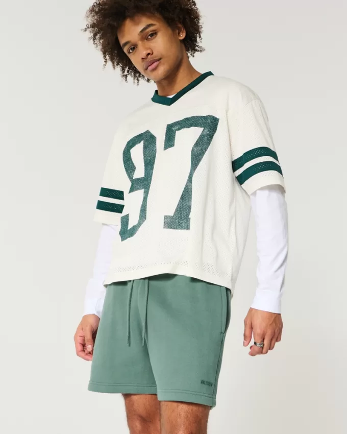 Hollister Feel Good Fleece Mid-Thigh Loose Shorts,Hollister Feel Good Fleece Mid-Thigh Loose Shorts