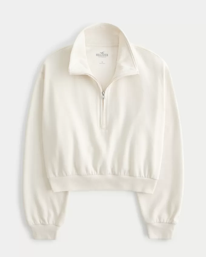 Hollister Feel Good Fleece Mini Half-Zip Sweatshirt,Hollister Feel Good Fleece Mini Half-Zip Sweatshirt