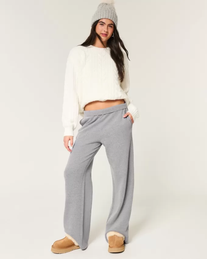 Hollister Feel Good Fleece Wide-Leg Pants,Hollister Feel Good Fleece Wide-Leg Pants