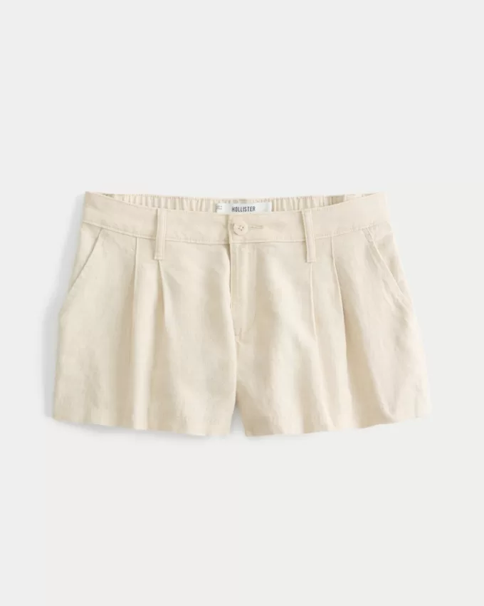 Hollister Livvy Low-Rise Linen-Blend Shorts 3″,Hollister Livvy Low-Rise Linen-Blend Shorts 3″