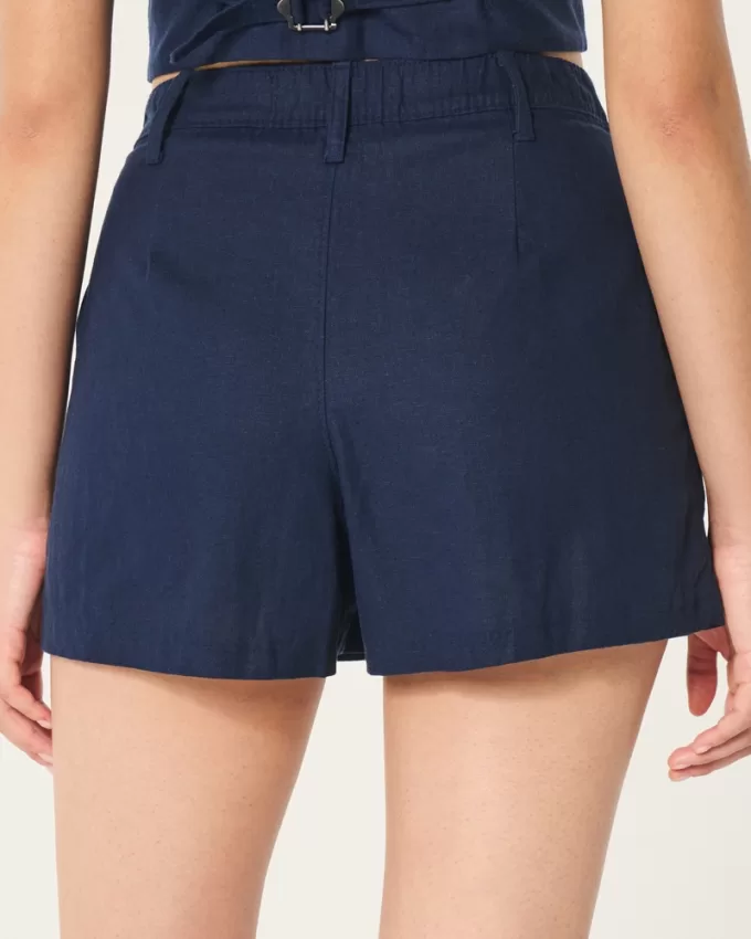 Hollister Livvy Ultra High-Rise Linen-Blend Shorts,Hollister Livvy Ultra High-Rise Linen-Blend Shorts