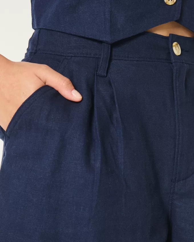 Hollister Livvy Ultra High-Rise Linen-Blend Shorts,Hollister Livvy Ultra High-Rise Linen-Blend Shorts