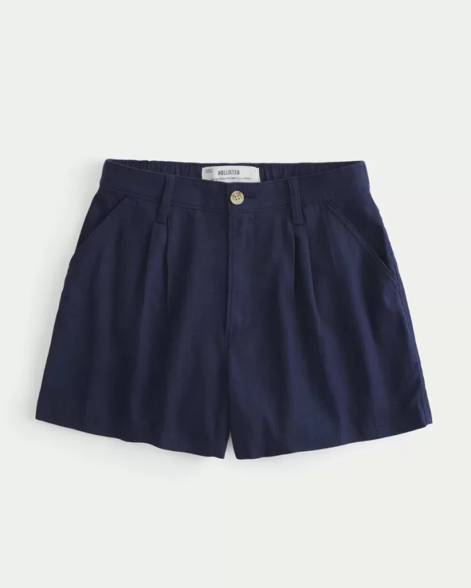 Hollister Livvy Ultra High-Rise Linen-Blend Shorts,Hollister Livvy Ultra High-Rise Linen-Blend Shorts