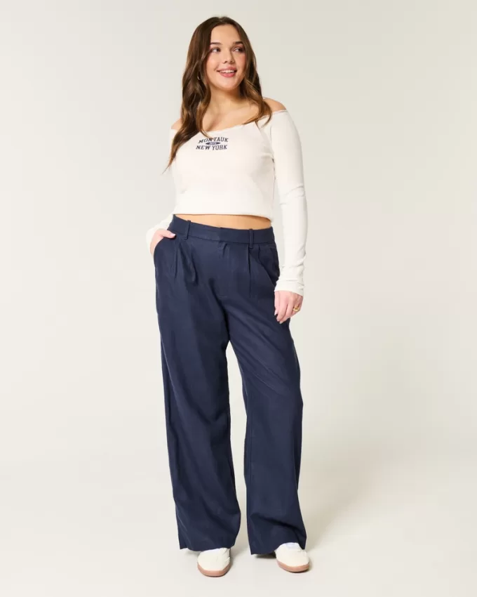 Hollister Livvy Ultra High-Rise Linen-Blend Wide-Leg Pants,Hollister Livvy Ultra High-Rise Linen-Blend Wide-Leg Pants Hollister Livvy Ultra High-Rise Linen-Blend Wide-Leg Pants,Hollister Livvy Ultra High-Rise Linen-Blend Wide-Leg Pants
