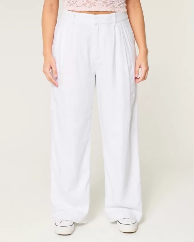Hollister Livvy Ultra High-Rise Linen-Blend Wide-Leg Pants,Hollister Livvy Ultra High-Rise Linen-Blend Wide-Leg Pants