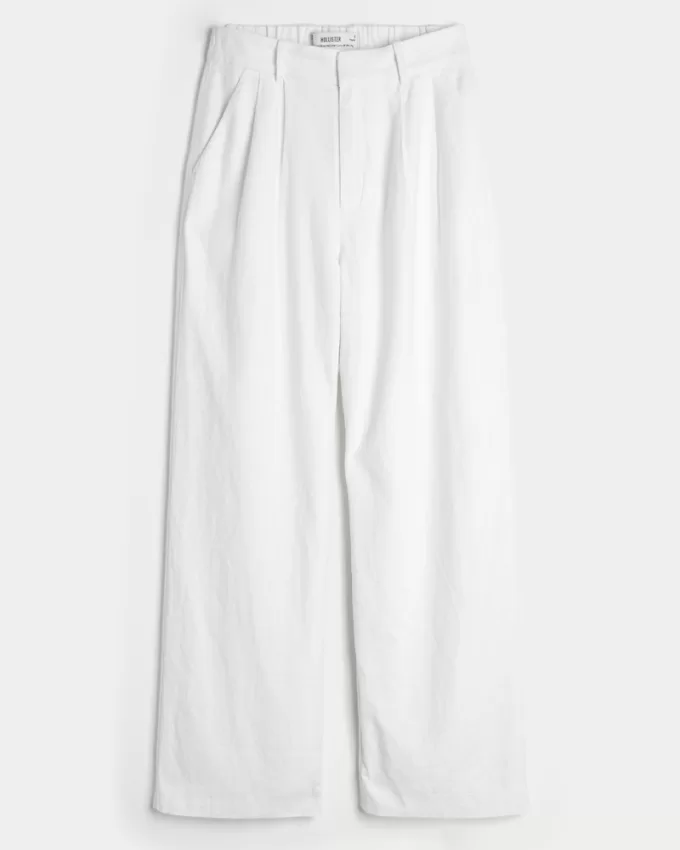 Hollister Livvy Ultra High-Rise Linen-Blend Wide-Leg Pants,Hollister Livvy Ultra High-Rise Linen-Blend Wide-Leg Pants