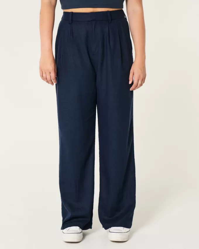 Hollister Livvy Ultra High-Rise Linen Blend Wide-Leg Pants,Hollister Livvy Ultra High-Rise Linen Blend Wide-Leg Pants