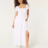 Hollister Saidie Short-Sleeve Tie-Back Midi Dress,Hollister Saidie Short-Sleeve Tie-Back Midi Dress
