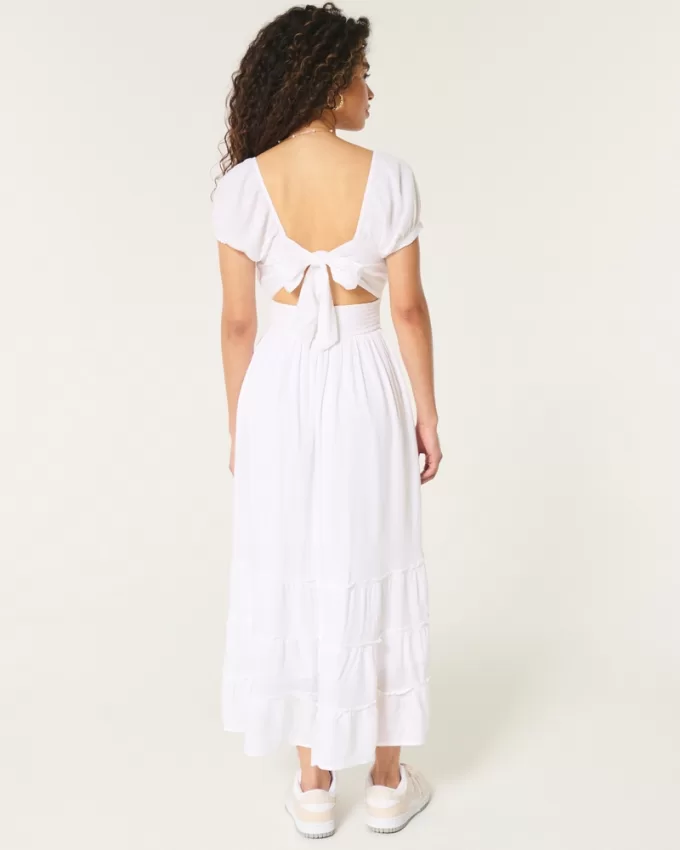 Hollister Saidie Short-Sleeve Tie-Back Midi Dress,Hollister Saidie Short-Sleeve Tie-Back Midi Dress