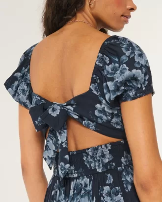 Hollister Saidie Short-Sleeve Tie-Back Midi Dress,Hollister Saidie Short-Sleeve Tie-Back Midi Dress