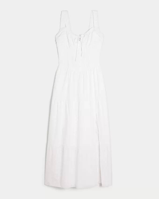 Hollister Sofia Side-Smocked Eyelet Maxi Dress,Hollister Sofia Side-Smocked Eyelet Maxi Dress