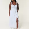 Hollister Sofia Side-Smocked Eyelet Maxi Dress,Hollister Sofia Side-Smocked Eyelet Maxi Dress