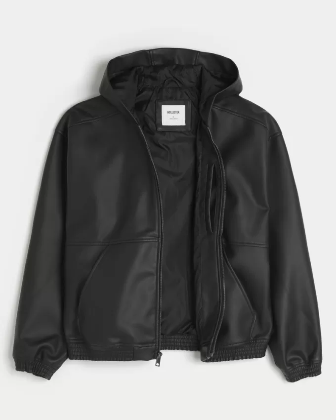 Hooded Vegan Leather Jacket,Hooded Vegan Leather Jacket Hooded Vegan Leather Jacket,Hooded Vegan Leather Jacket