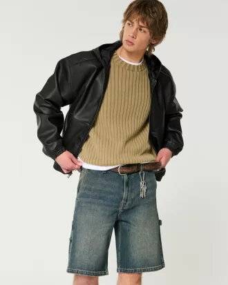 Hooded Vegan Leather Jacket,Hooded Vegan Leather Jacket