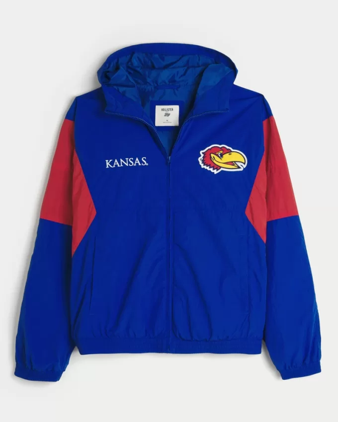 Kansas Jayhawks Graphic Hooded Windbreaker Jacket,Kansas Jayhawks Graphic Hooded Windbreaker Jacket