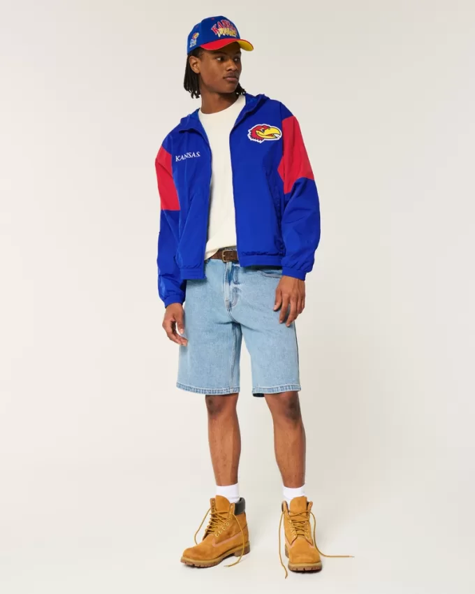 Kansas Jayhawks Graphic Hooded Windbreaker Jacket,Kansas Jayhawks Graphic Hooded Windbreaker Jacket