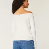 Lace Trim Off-the-Shoulder Montauk Graphic Tee,Lace Trim Off-the-Shoulder Montauk Graphic Tee