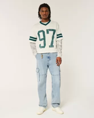 Light Wash Baggy Cargo Jeans,Light Wash Baggy Cargo Jeans