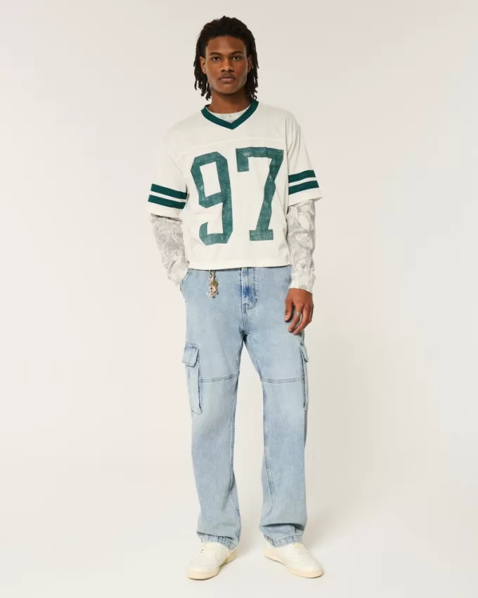 Light Wash Baggy Cargo Jeans,Light Wash Baggy Cargo Jeans