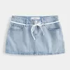 Light Wash Shoelace Denim Mini Skort,Light Wash Shoelace Denim Mini Skort