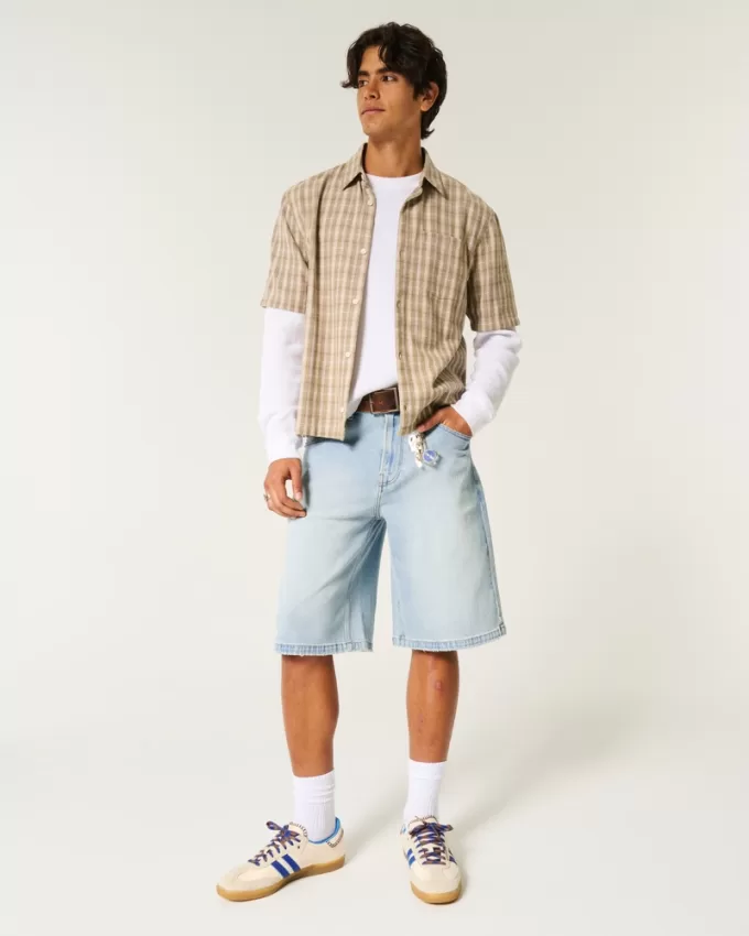 Light Wash Super Baggy Denim Shorts,Light Wash Super Baggy Denim Shorts