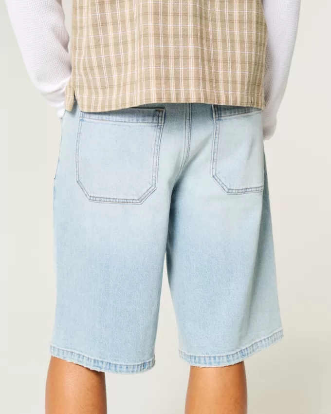 Light Wash Super Baggy Denim Shorts,Light Wash Super Baggy Denim Shorts