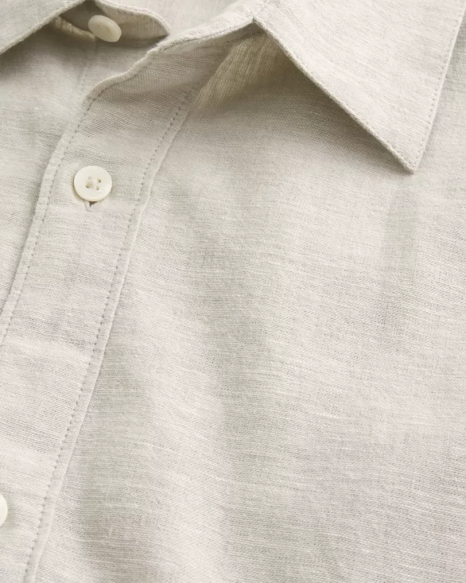 Linen-Blend Button-Through Shirt,Linen-Blend Button-Through Shirt