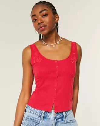 Linen Blend Button-Through Top,Linen Blend Button-Through Top