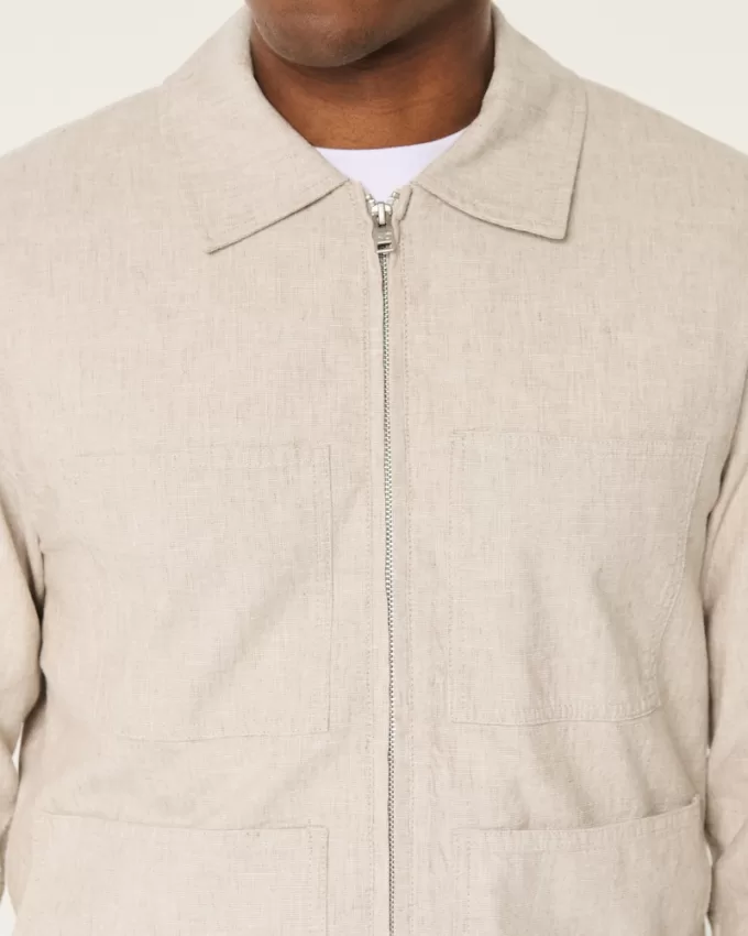 Linen Blend Chore Jacket,Linen Blend Chore Jacket