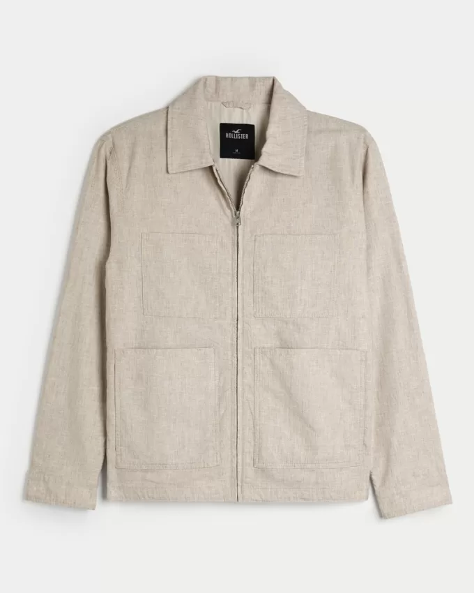 Linen Blend Chore Jacket,Linen Blend Chore Jacket