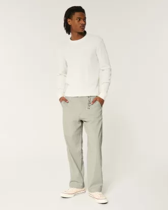 Linen-Blend Flex-Waist Baggy Pants,Linen-Blend Flex-Waist Baggy Pants