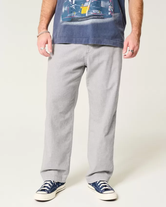 Linen-Blend Flex-Waist Baggy Pants,Linen-Blend Flex-Waist Baggy Pants