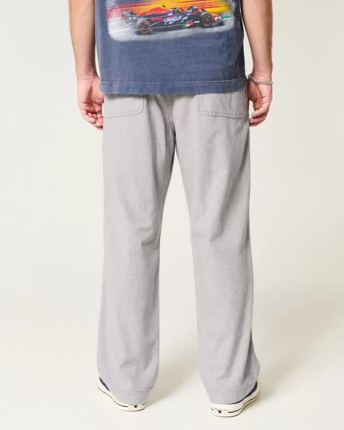 Linen-Blend Flex-Waist Baggy Pants,Linen-Blend Flex-Waist Baggy Pants