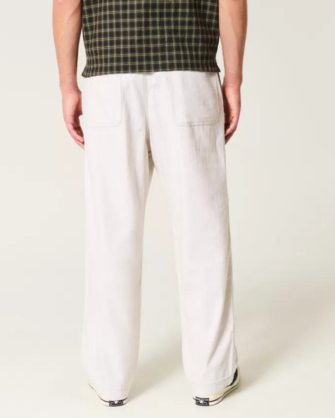 Linen-Blend Flex-Waist Baggy Pants,Linen-Blend Flex-Waist Baggy Pants