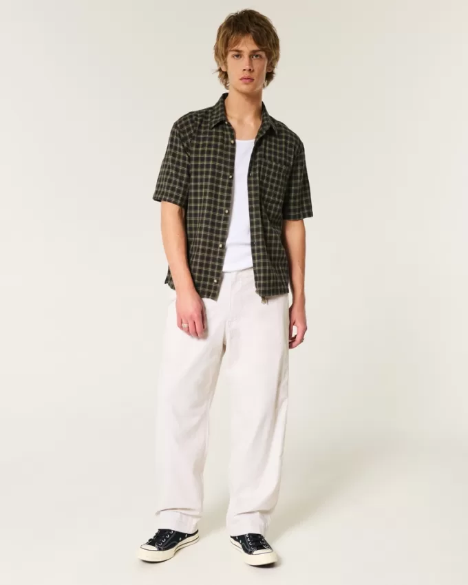 Linen-Blend Flex-Waist Baggy Pants,Linen-Blend Flex-Waist Baggy Pants