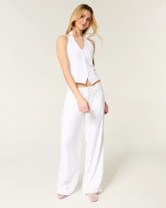 Linen-Blend Halter Vest,Linen-Blend Halter Vest