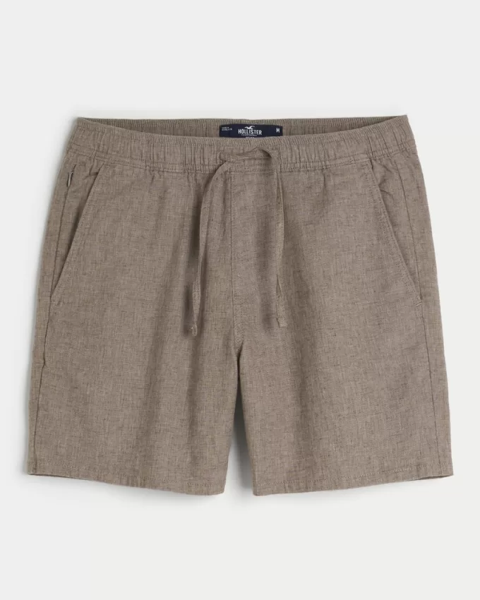 Linen-Blend Jogger Shorts 7″,Linen-Blend Jogger Shorts 7″