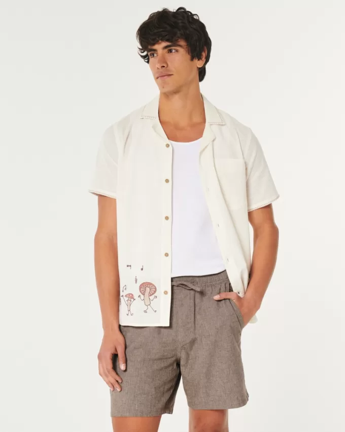 Linen-Blend Jogger Shorts 7″,Linen-Blend Jogger Shorts 7″