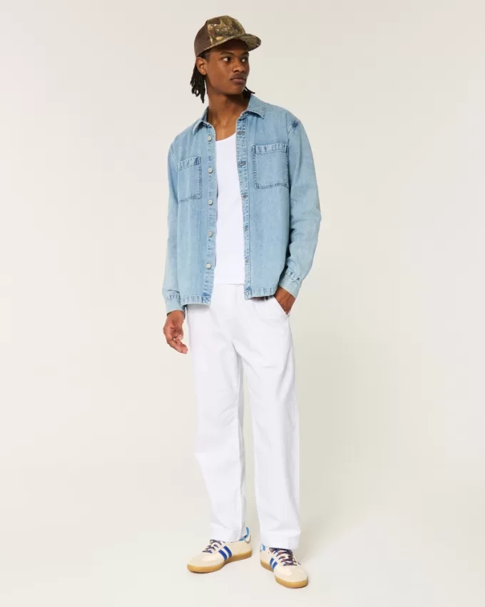 Linen-Blend Loose Pull-On Pants,Linen-Blend Loose Pull-On Pants