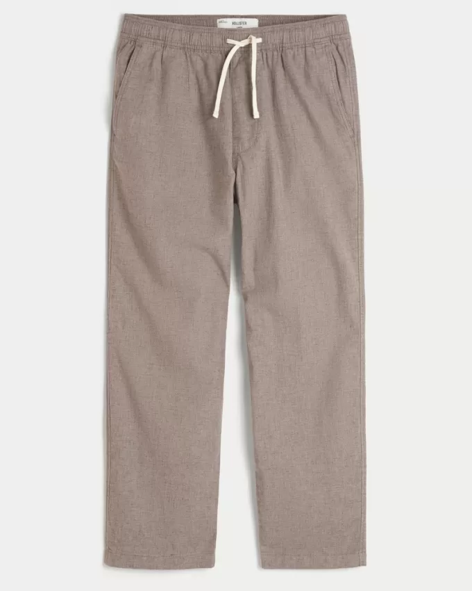 Linen-Blend Loose Pull-On Pants,Linen-Blend Loose Pull-On Pants