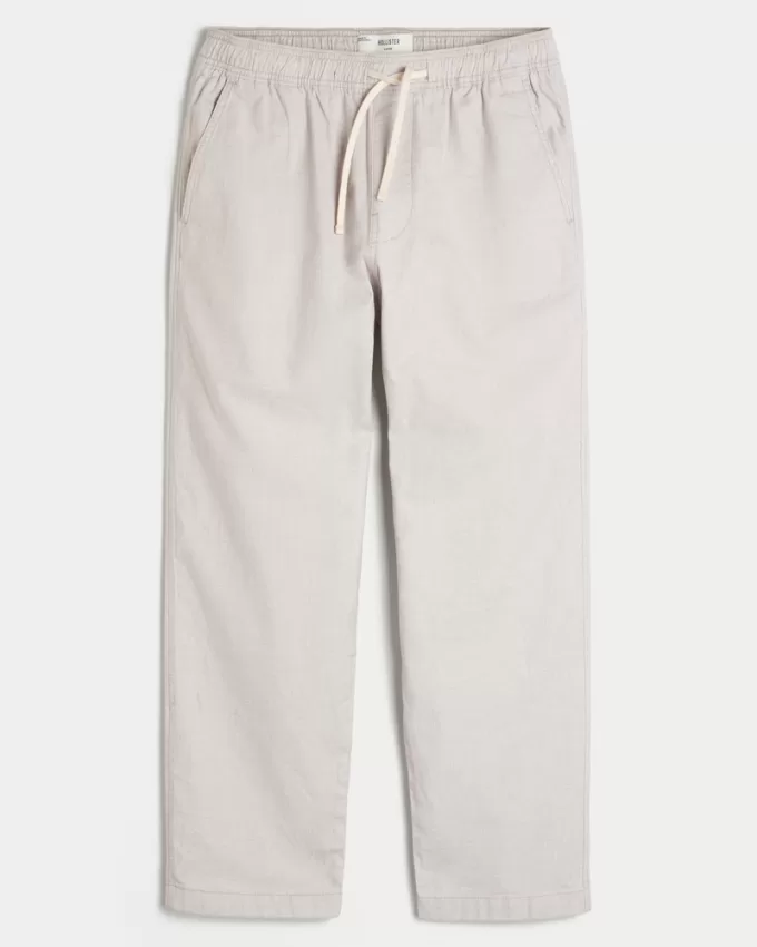 Linen-Blend Loose Pull-On Pants,Linen-Blend Loose Pull-On Pants
