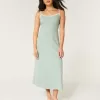 Linen-Blend Open-Back Slip Midi Dress,Linen-Blend Open-Back Slip Midi Dress
