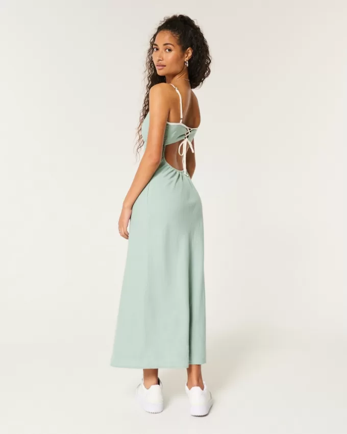 Linen-Blend Open Back Slip Midi Dress,Linen-Blend Open Back Slip Midi Dress Linen-Blend Open Back Slip Midi Dress,Linen-Blend Open Back Slip Midi Dress