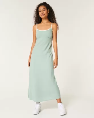 Linen-Blend Open Back Slip Midi Dress,Linen-Blend Open Back Slip Midi Dress